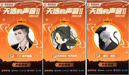 克拉克拉《天选的声音II》“声音偶像”荣耀诞生，无欢哥哥、72、虚幻摘获出道大奖