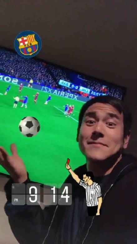 球迷彭于晏看欧冠晒表情包 敲可爱