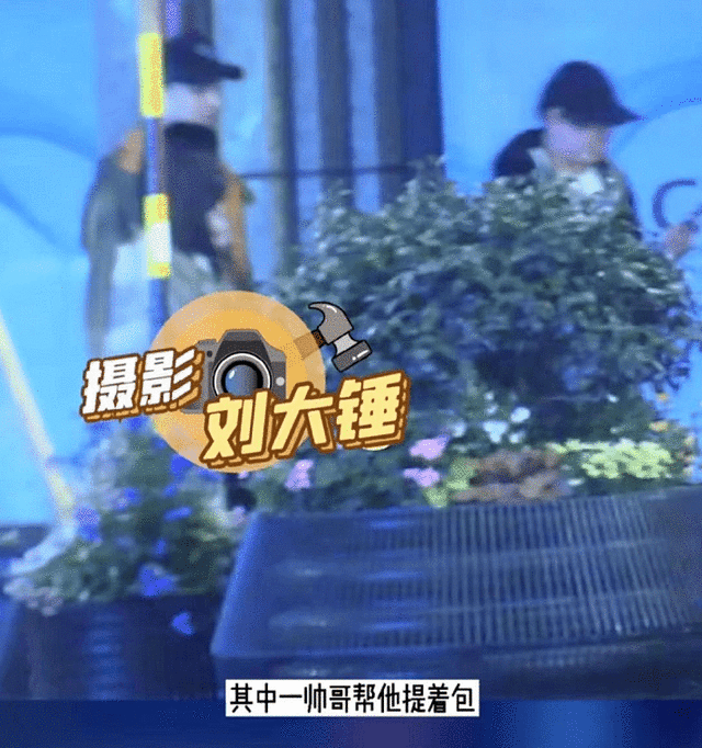 佟丽娅与三帅哥出门散步 被逗到蹲在路边笑