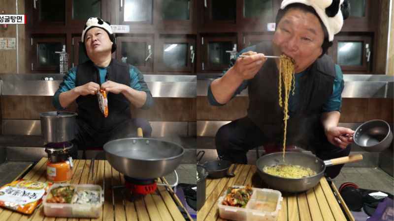 姜镐童：「我喜欢在泡面里加别的食材，所以安城汤面没有蔬菜包很好！」