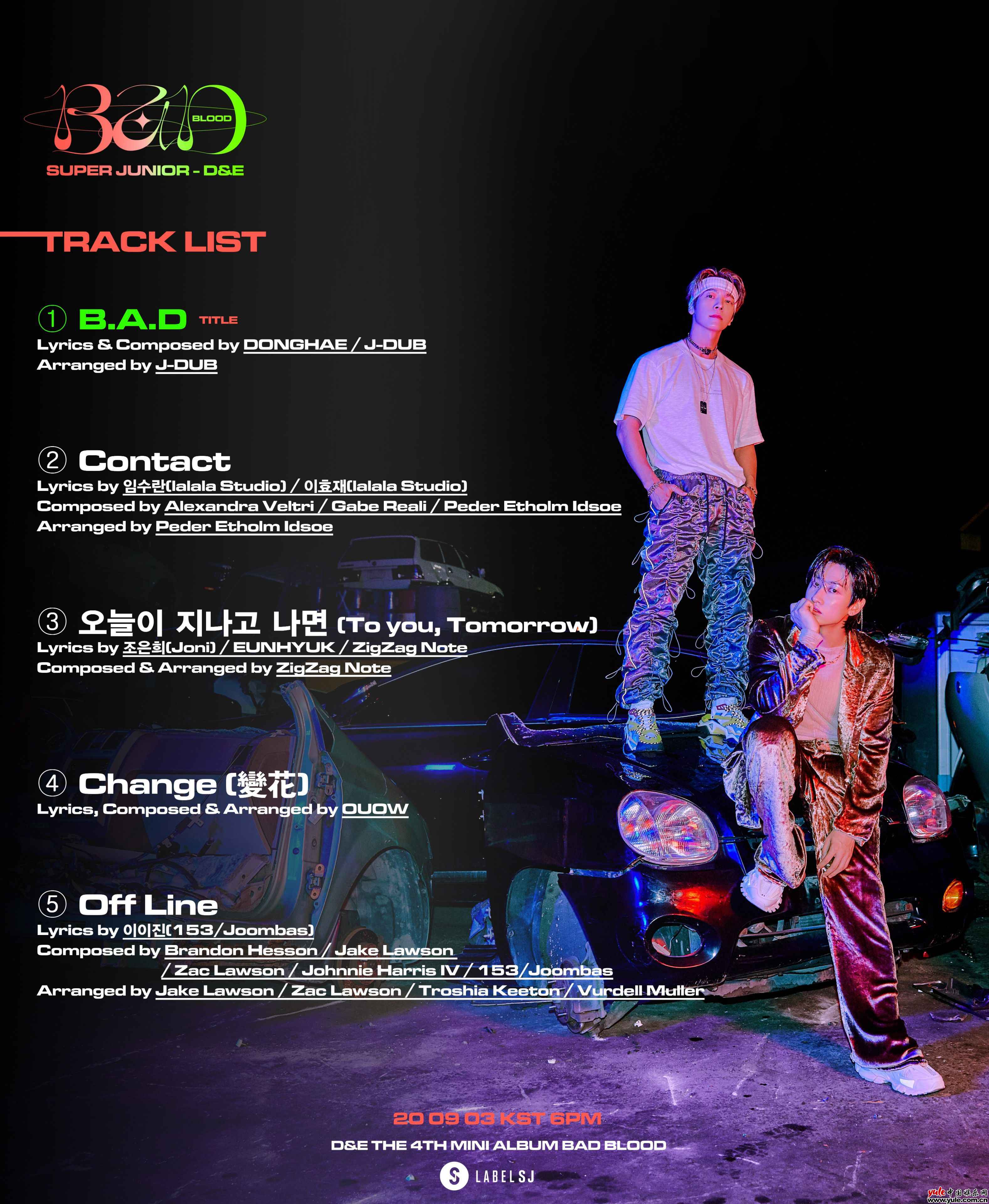 SUPER JUNIOR-DE公开迷你4辑《BAD BLOOD》曲目列表！