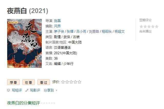 茅子俊张耀双男主剧《夜燕白》将播,主演个个高颜值,这剧追定了